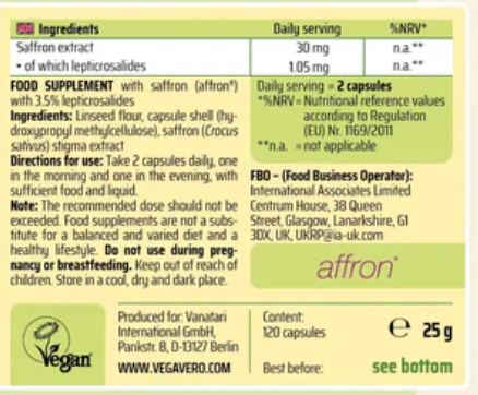 Saffron extract - 120 capsules
