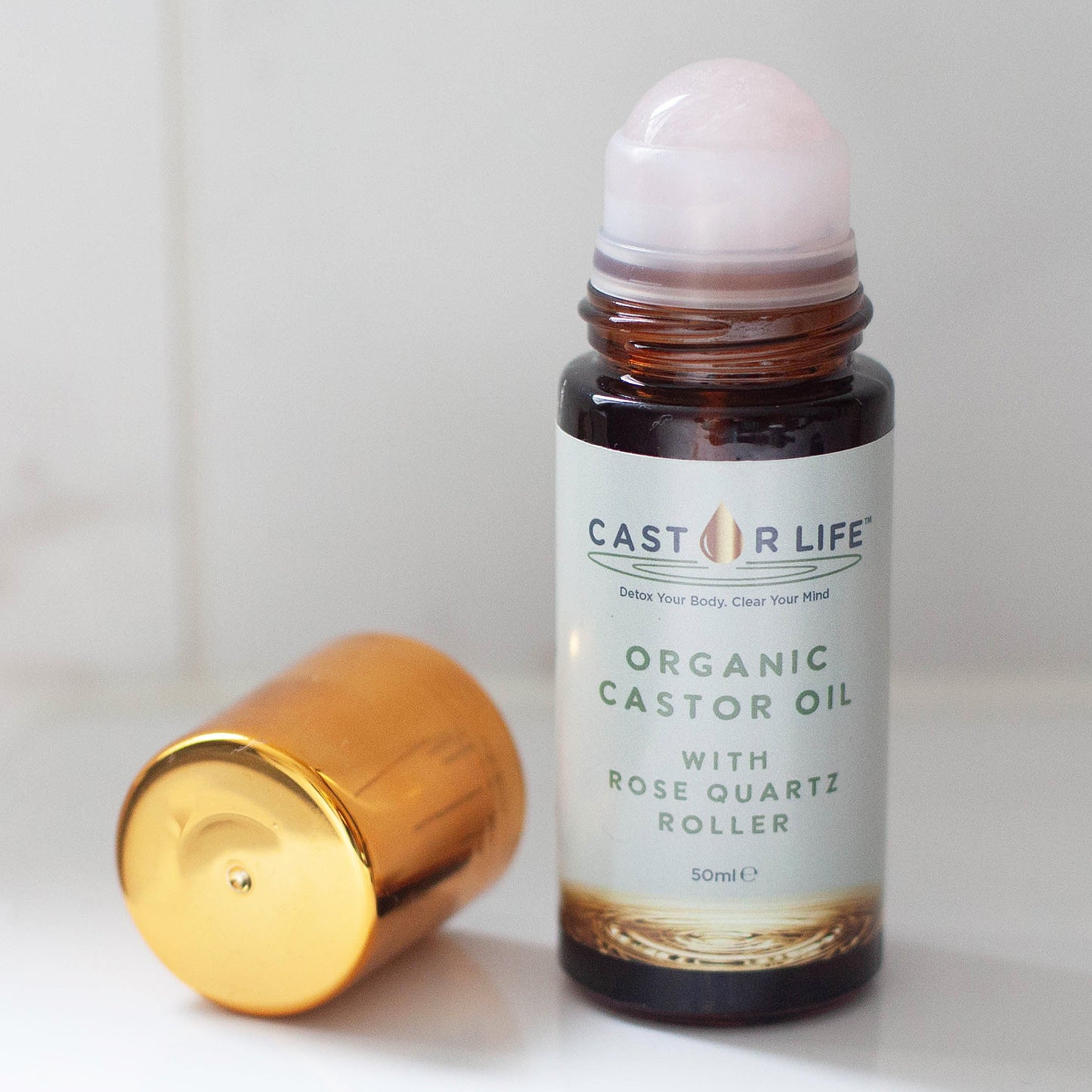 CastorLife Refillable Rose Quartz Roller - 50ml