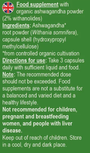 Organic Ashwagandha -180 Capsules