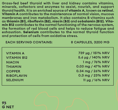 Grass-Fed Desiccated Beef Thyroid 400mg - 240 capsules