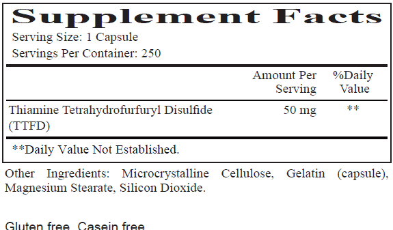 All Thiamine vitamin B1 50mg (TTFD) - 250 capsules
