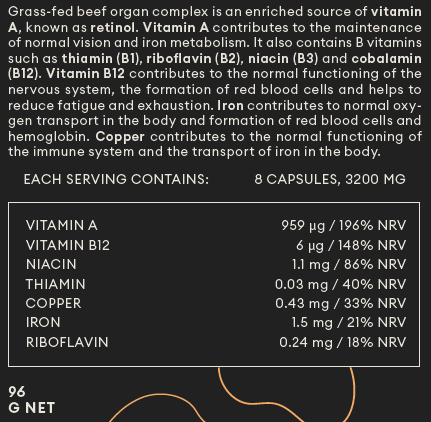 Grass-Fed Desiccated Beef Ultimate Organ Complex (Liver, Kidney, Heart, Spleen, Thymus) - 240 capsules