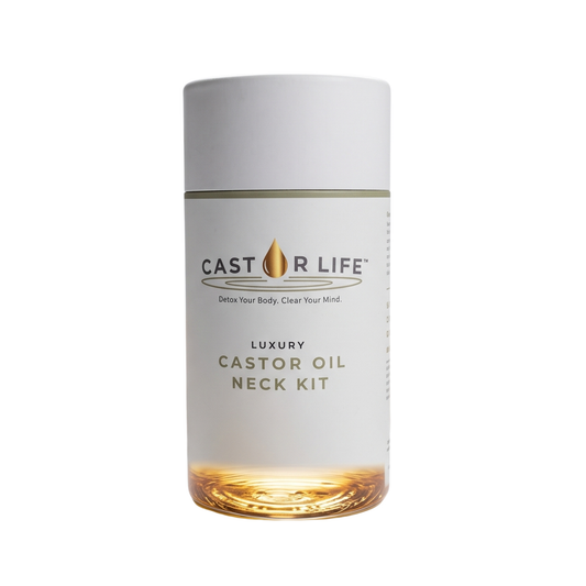 CastorLife Organic Neck Kit : Wrap with Organic Castor Oil and Pump BUNDLE