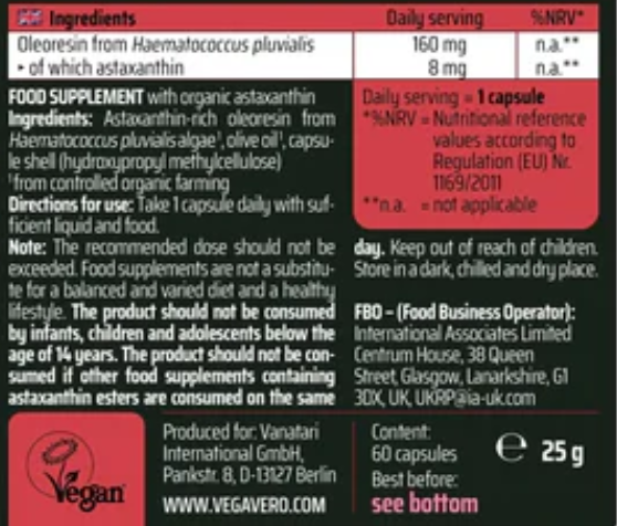 Astaxanthin  Oil - 60 Capsules Organic
