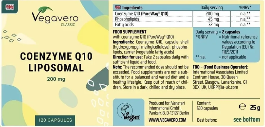 Liposomal Coenzyme Q10  200mg  - 120 capsules