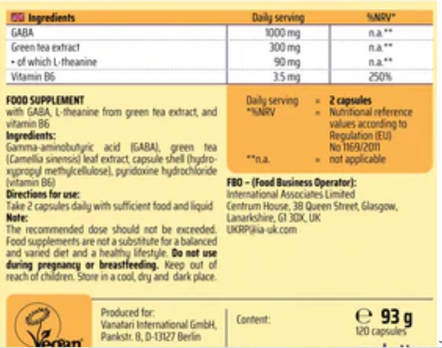 GABA plus with L-Theanine - 120 capsules
