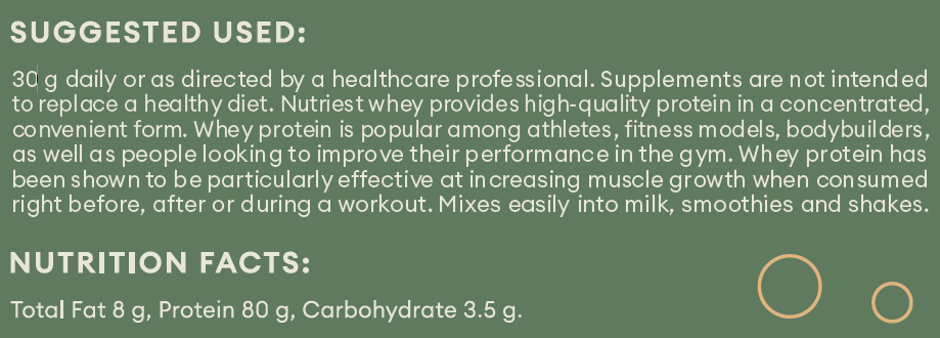 Organic high quality whey protein powder - 1 Kg