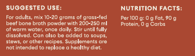 Grass fed Beef Organic bone broth 250gr powder