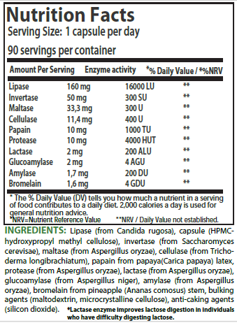 Digestive Enzymes - 90 Vegetarian Capsules