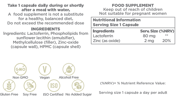 VitalOrganico Liposomal Lactoferrin  - 30 capsules