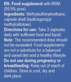 MSM - organic Sulphur - 365 capsules