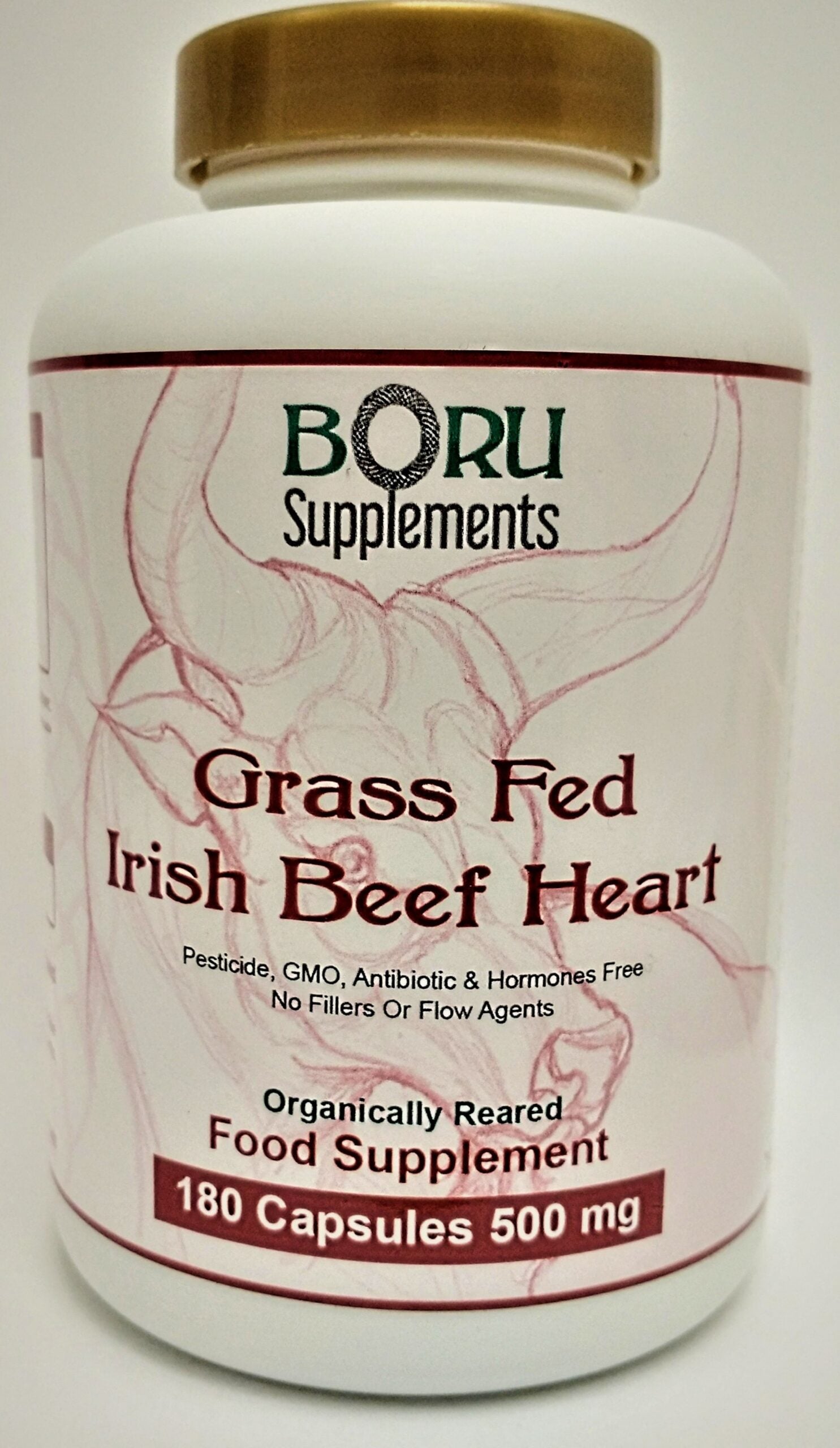 Grass fed irish  beef heart 500mg - 180 capsules